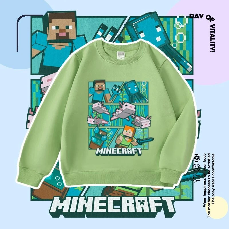 我的世界新款中大童Minecraft男女儿童圆领卫衣秋冬款百搭休闲