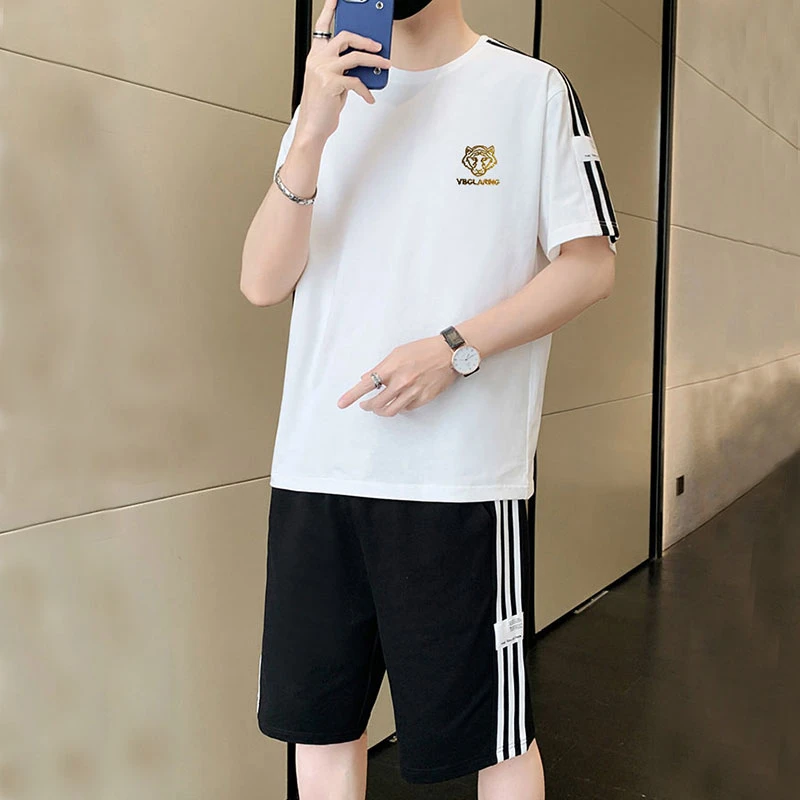 男士运动套装夏季2024速干透气薄款休闲跑步段丢短裤t恤情侣百搭