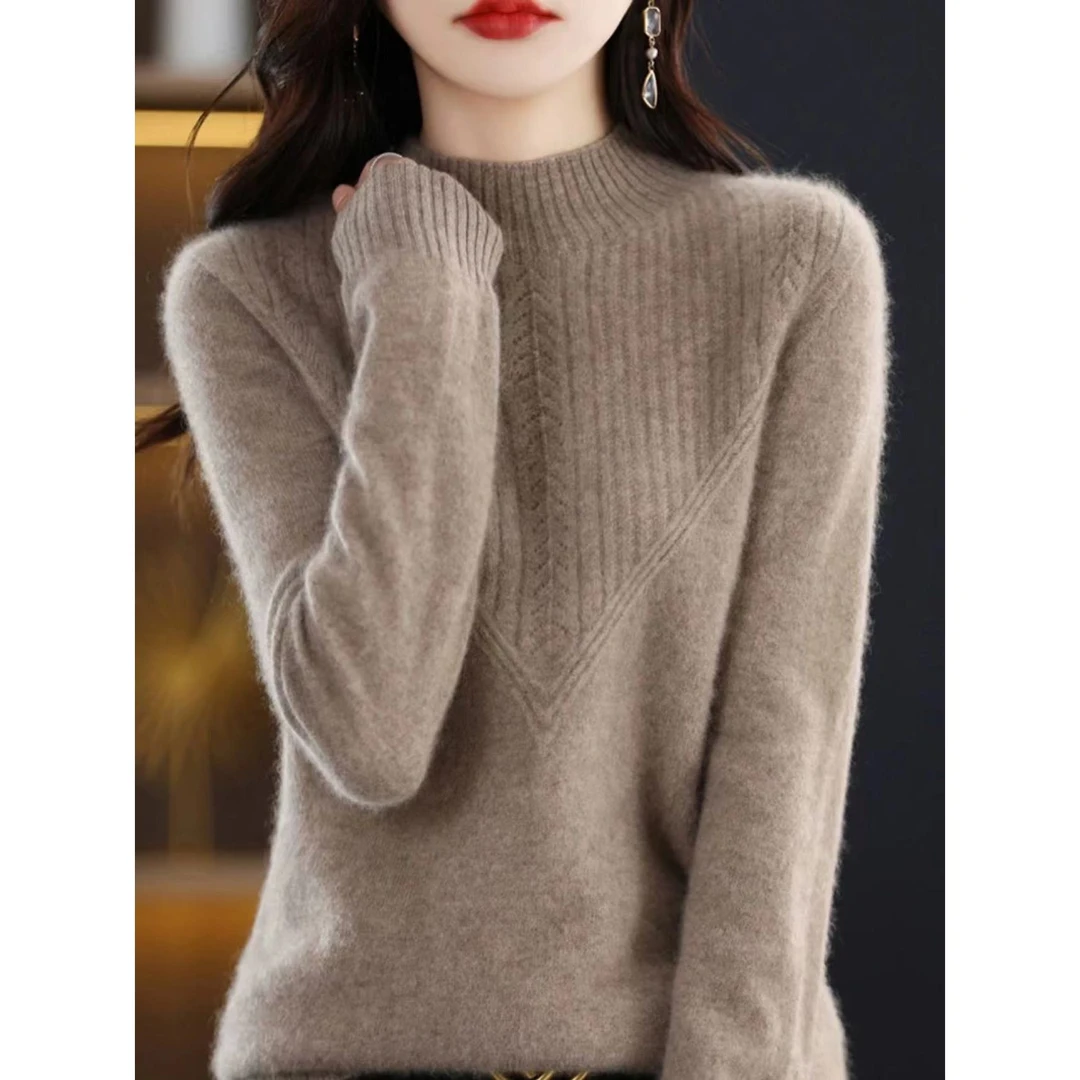 ZHANGLIXI羊绒衫钻石领时尚经典百搭宽松新款2286显瘦女士纯色