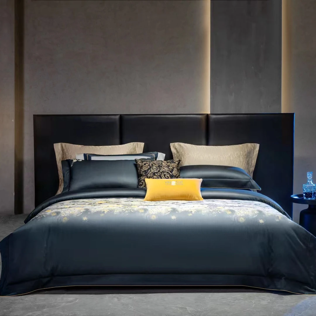 【25年高奢定制系列】梵高星空美国进口匹马棉高奢长绒棉色织四件套