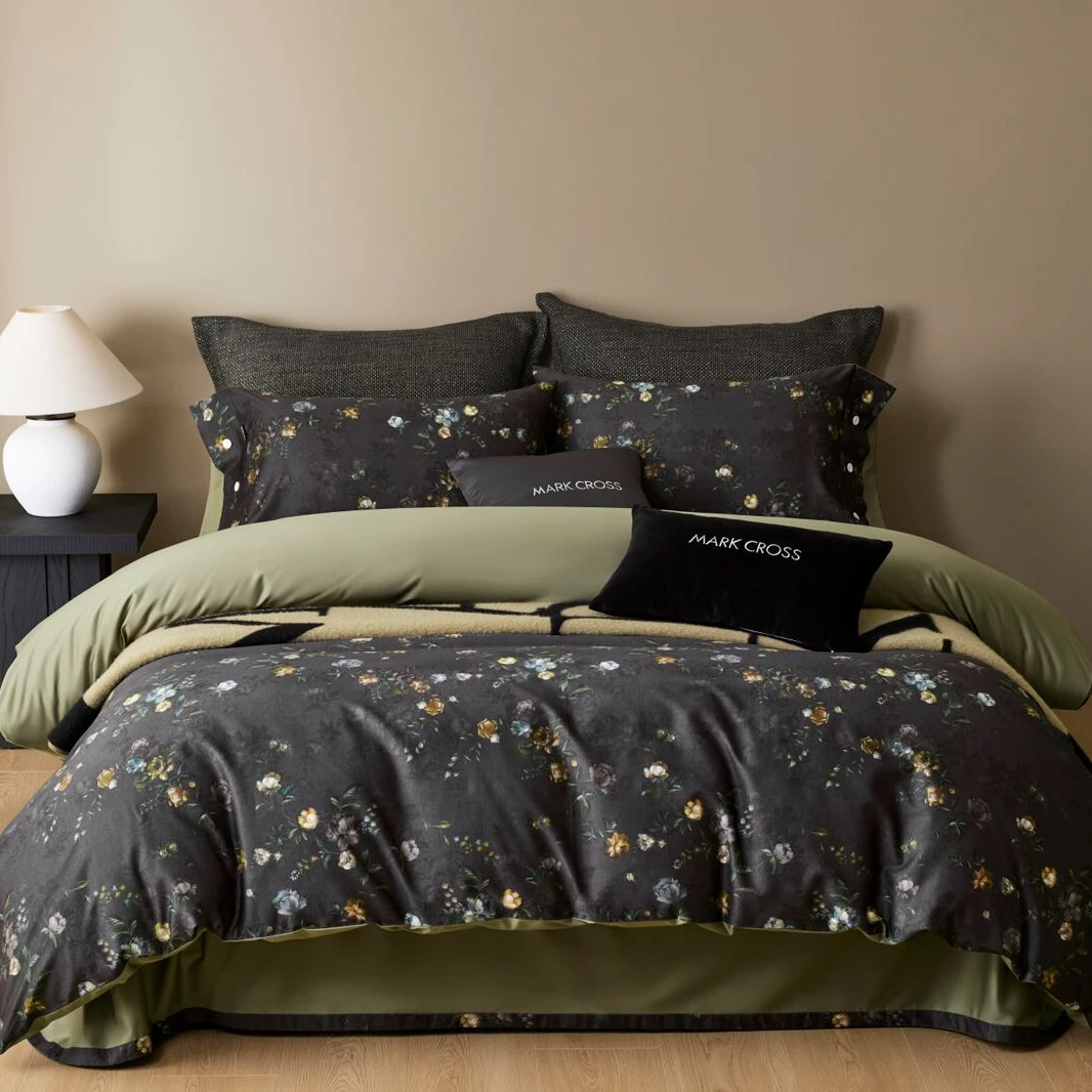 【玛洛驰小奢绸2.0】高奢款 轻奢时尚纽扣印花款长绒棉四件套