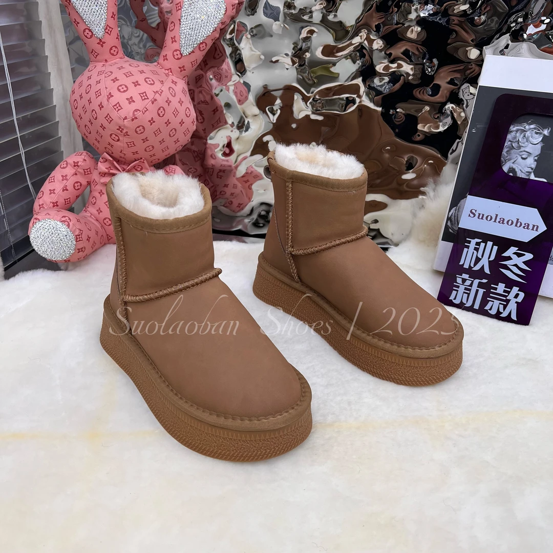 冬季新款加厚保暖中筒防水防滑软底羊毛女款2488套筒厚底雪地靴