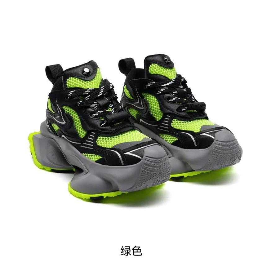 WJ-老爹鞋女超火2024春季新款拼色网面透气厚底增高时尚休闲鞋女