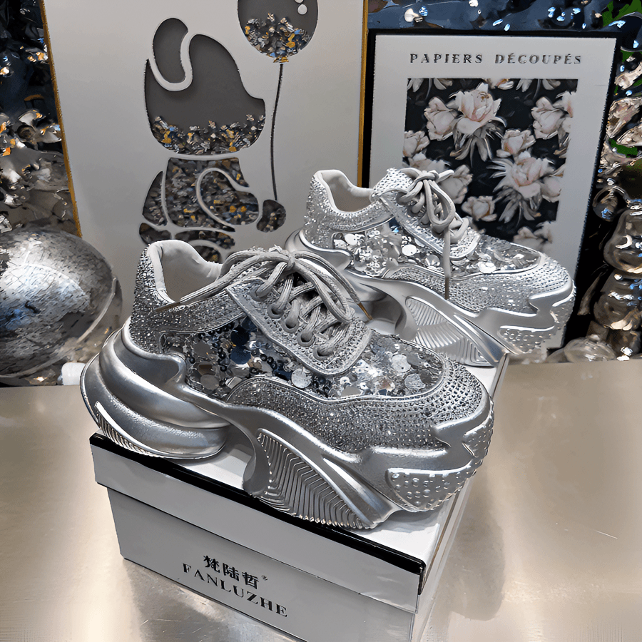 ZS亮片老爹鞋女网面鞋时尚厚底增高女鞋百搭爆款夏天新款透气