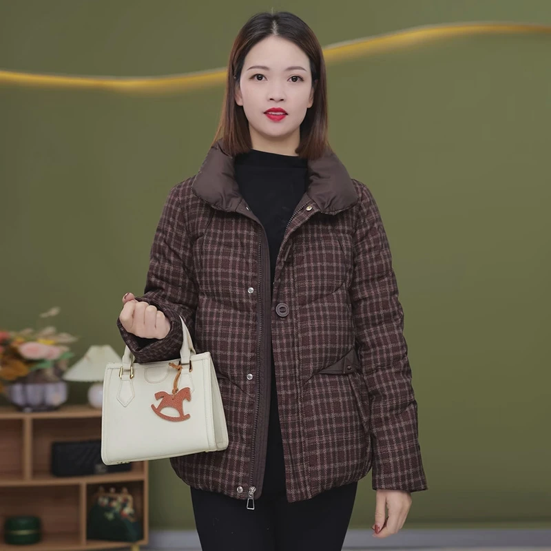 W210中年妈妈棉衣长袖短款休闲外套大码短款棉服女2024年爆款洋气