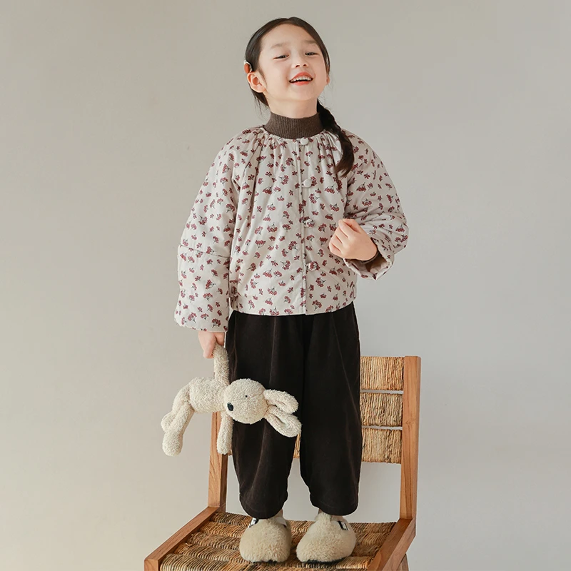 utouto大耳象女童碎花棉服2023冬季新款女宝2309290