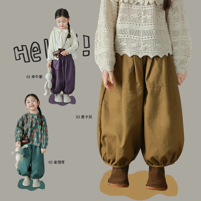 大耳象童装铺女童车线灯笼裤2023秋季新款儿童2307358