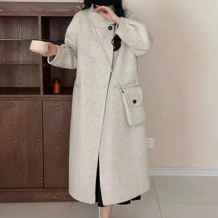 2024冬季新款毛呢外套女中长款大衣8858