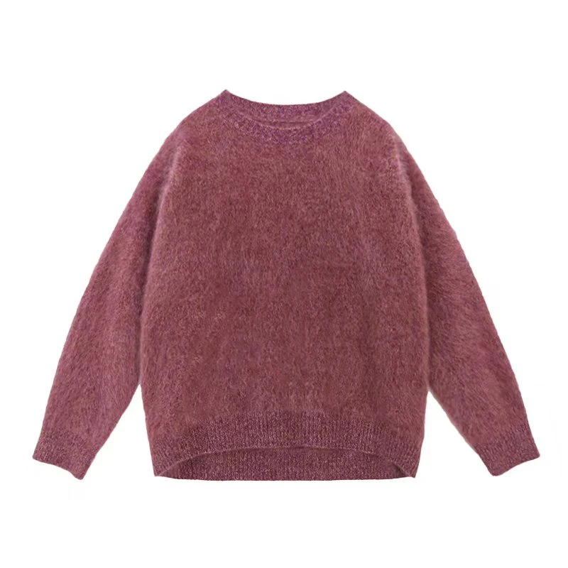 高级感慵懒风花纱加厚拉毛山羊绒宽松大码羊绒衫