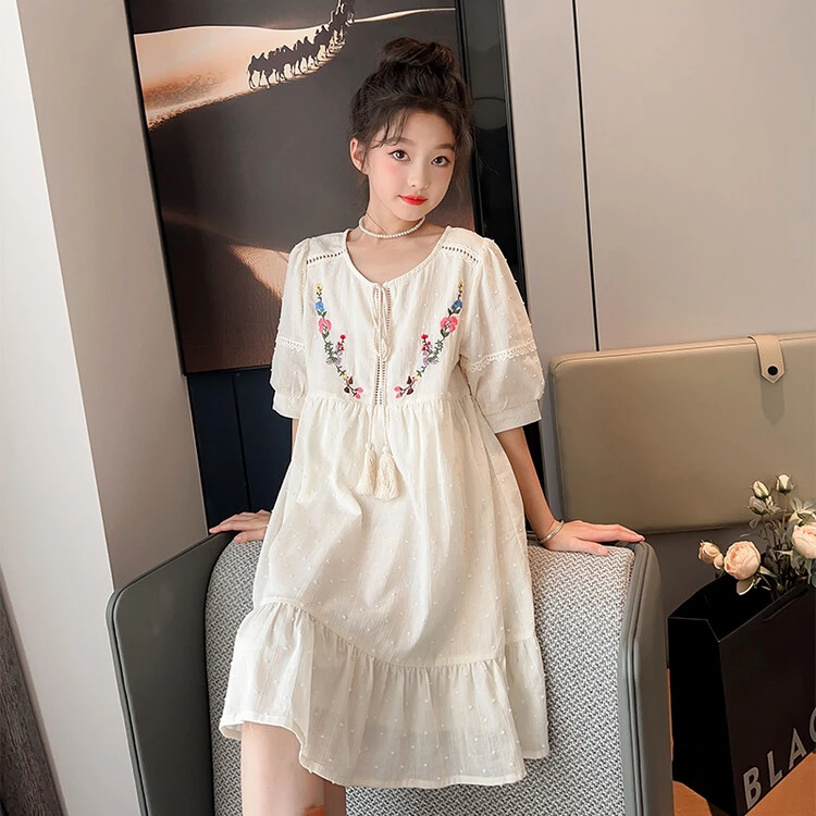 女童连衣裙夏装2024新款儿童民族风裙子洋气女孩海边度假沙滩裙潮