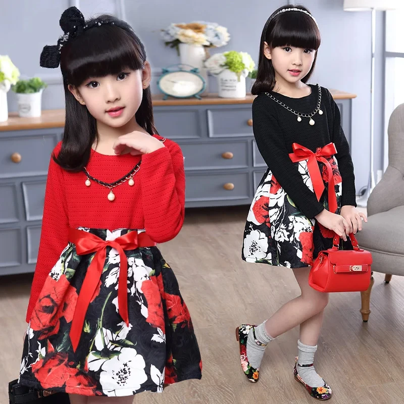 韩版清仓女童长袖春夏秋季连衣裙女童衣服