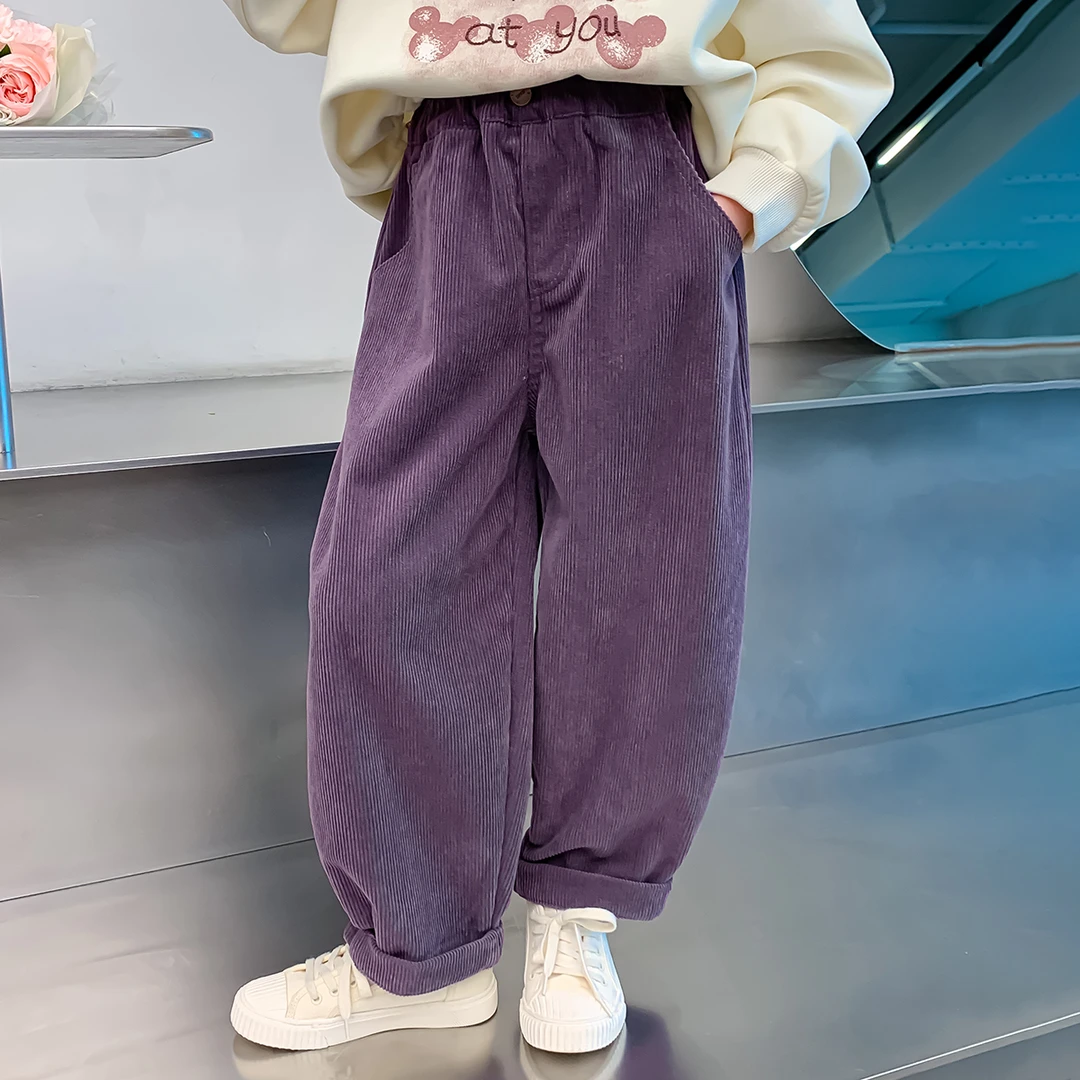 女童2025春秋新款儿童时尚洋气裤子百搭简约宽松休闲裤Q12632