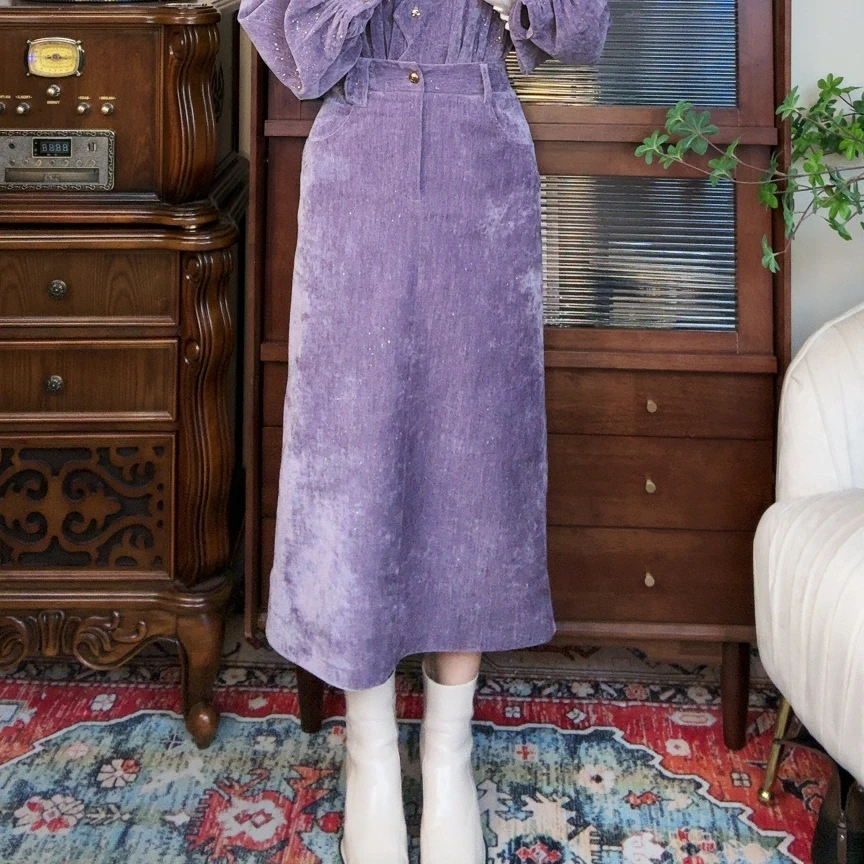 长裙【思思港风】复古闪闪别致气质长裙B376