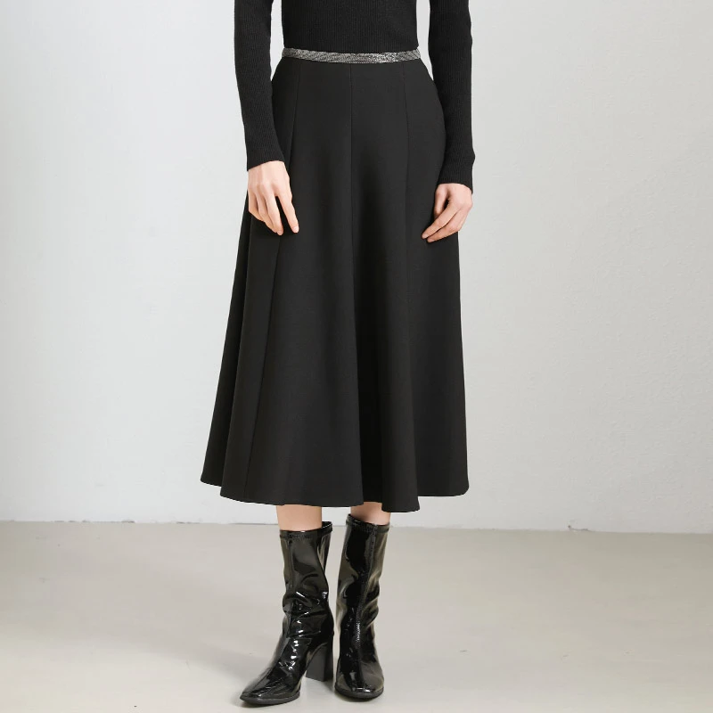 28486 黑色半身裙2023春季新款女装通勤职业OL气质修身百搭裙子