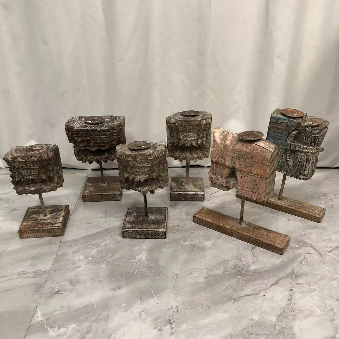 BORCH/博瑞奇印度柚木老料烛台氛围装饰摆件（08705）