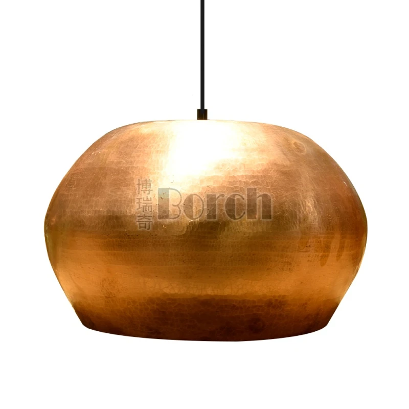 BORCH/博瑞奇复古轻奢客厅吊灯平纹圆灯罩铜吊灯摆件（04748）