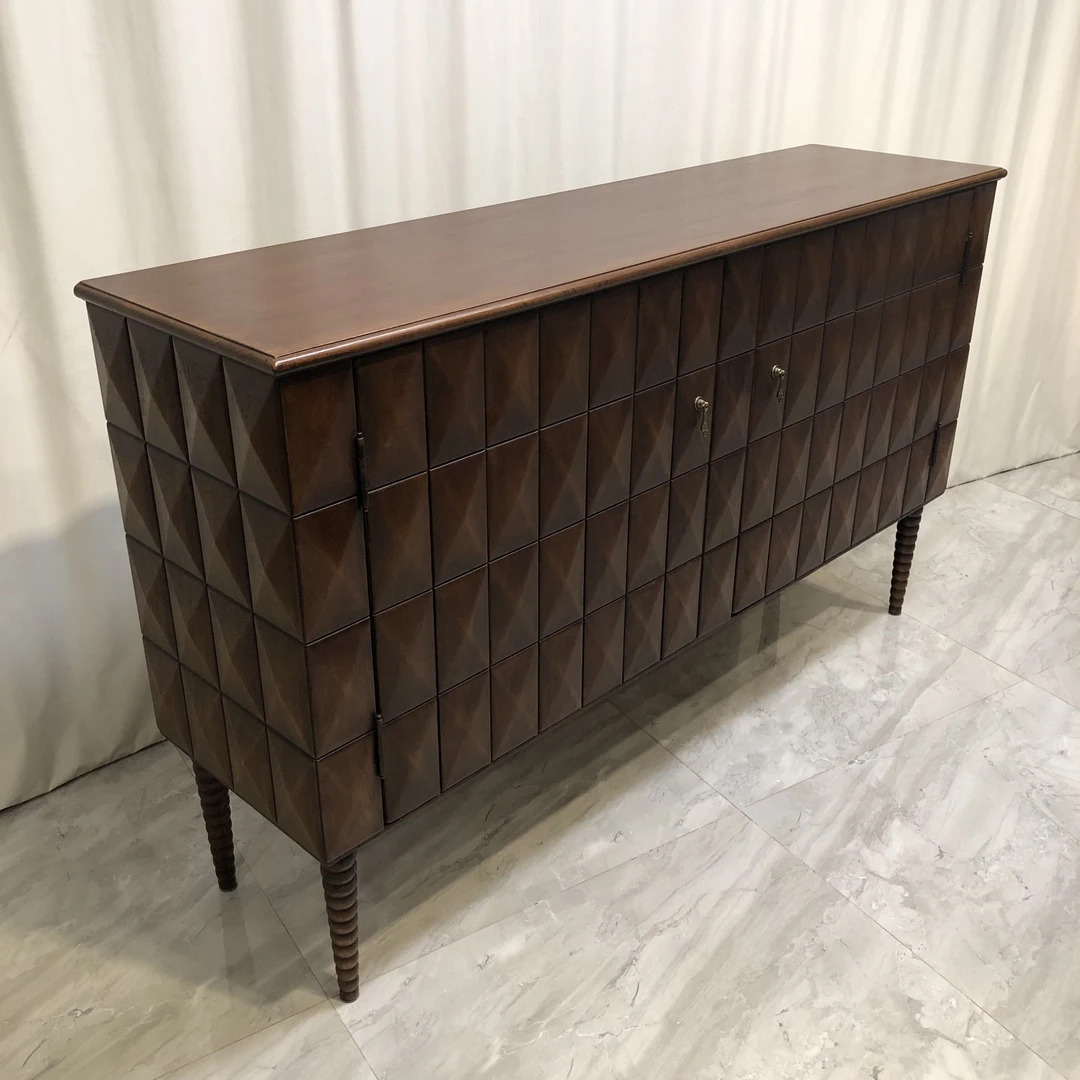 BORCH/博瑞奇橡木二门边柜菱形雕花实木边柜（08257）