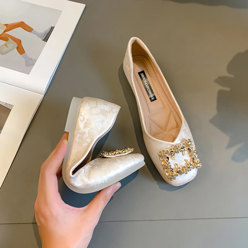 新中式单鞋女真皮2025新款软底复古浅口国风软皮方头搭配旗袍鞋43