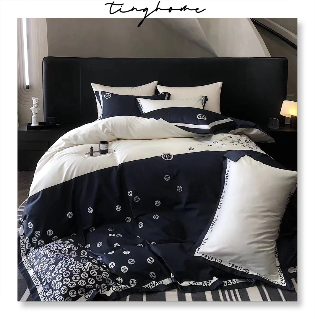 【巴黎女主】深色单独清洗！奶奶套件 经典小香风pima棉四季四件套