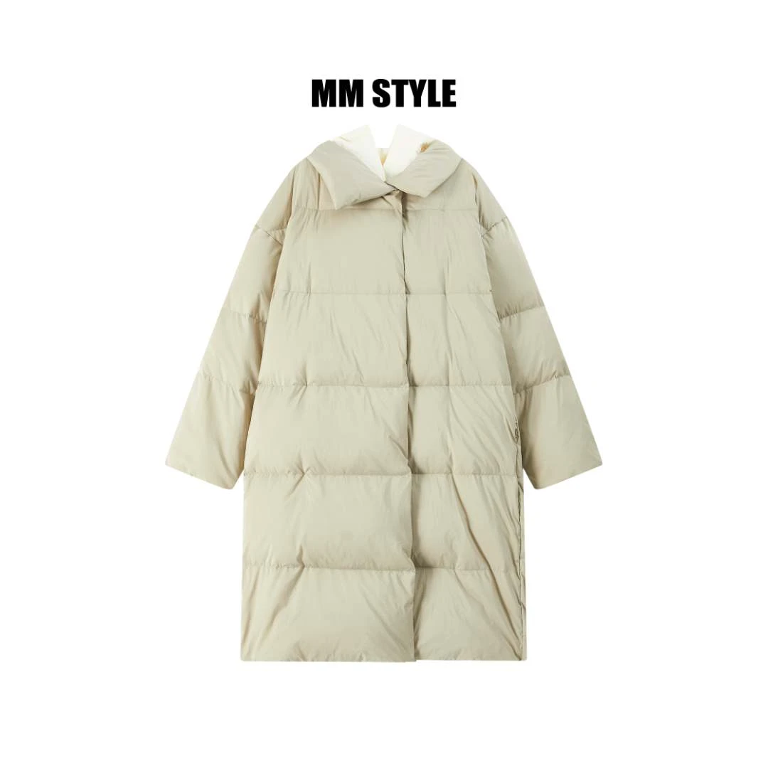 【冬日雾语】MM STYLE 韩版假两件蓬松廓形白鸭绒保暖时尚羽绒服