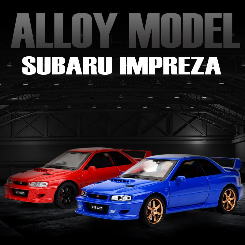 1：32斯巴鲁翼豹仿真合金跑车模型声光回力儿童避震玩具男孩摆件礼