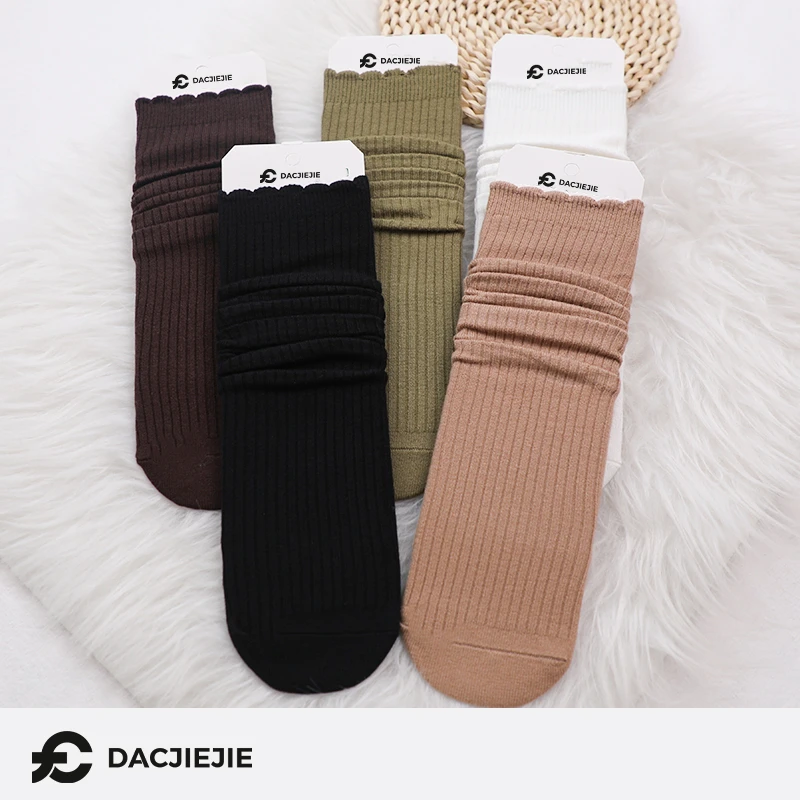 DACJIEJIE【软软直板中筒袜】纯色堆袜薄款夏秋透气堆堆袜子女士