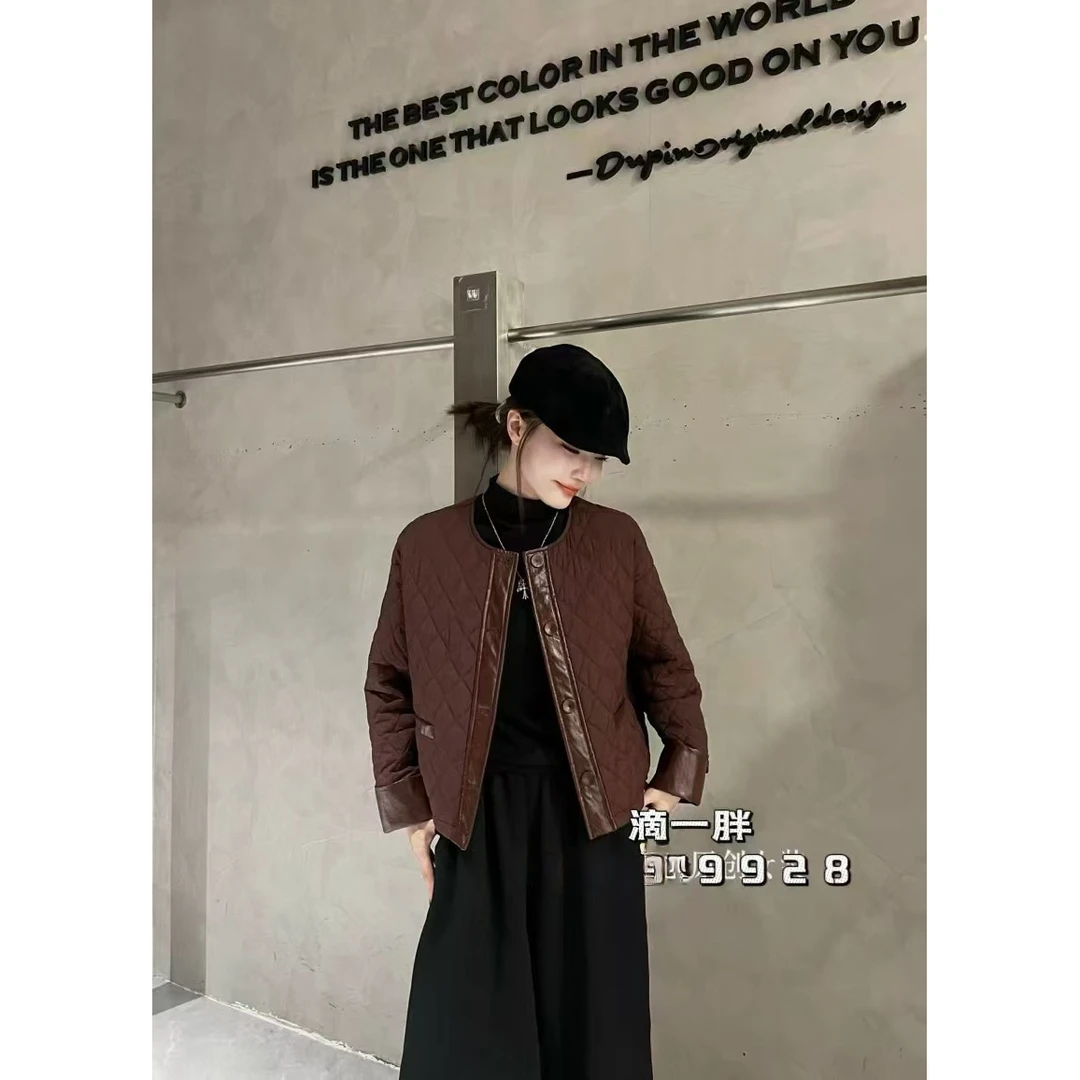 早春穿搭新款大码9928-2拼接短款棉衣外套保暖轻薄棉袄复古棉服