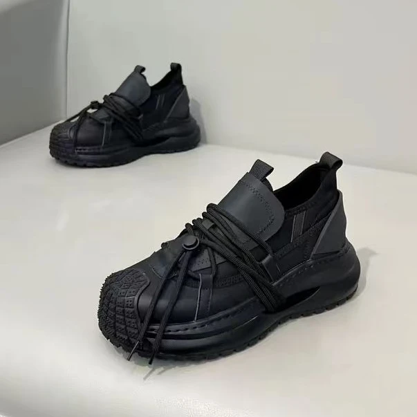 冬季新款潮牌轻奢爆款黑色棉鞋男士高档加绒厚底休闲鞋男款老爹鞋