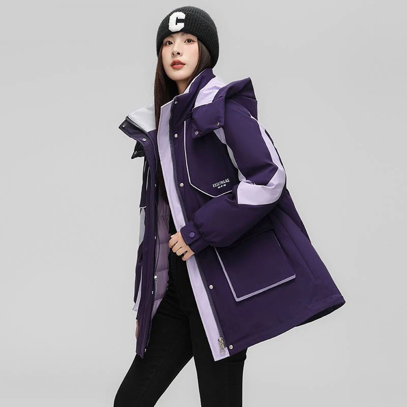 2024新款中长款派克棉服冬季小个子时尚收腰压棉外套女上衣