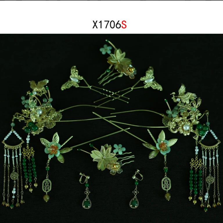 合金婚庆饰品 新中式百搭精美古风新娘饰品X1706