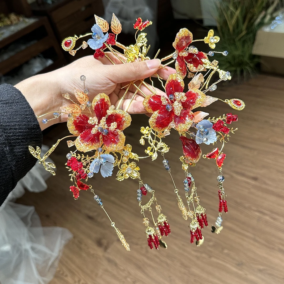 红色新娘古风新中式结婚饰品212