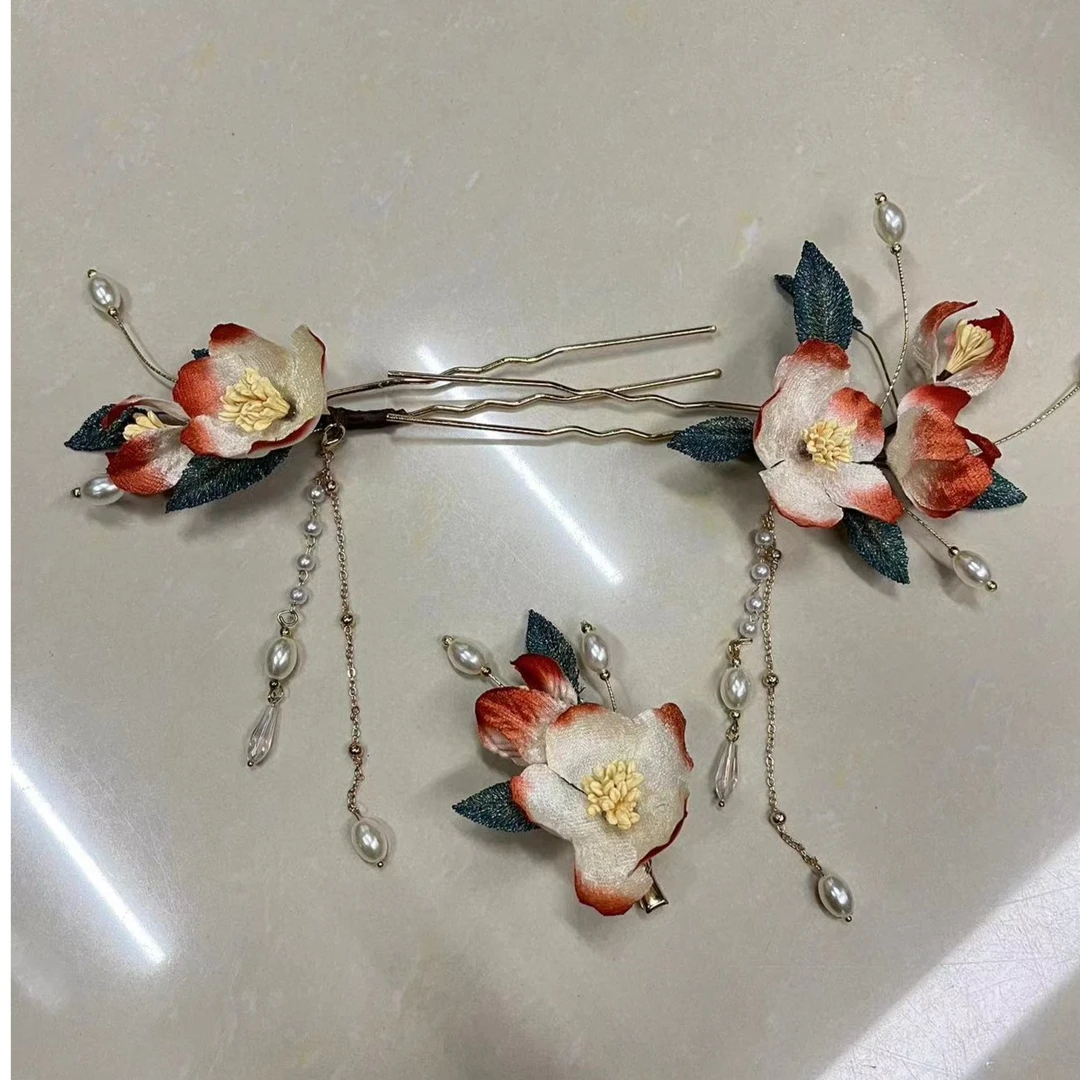 非金属婚庆饰品 仿真花新娘古风饰品763