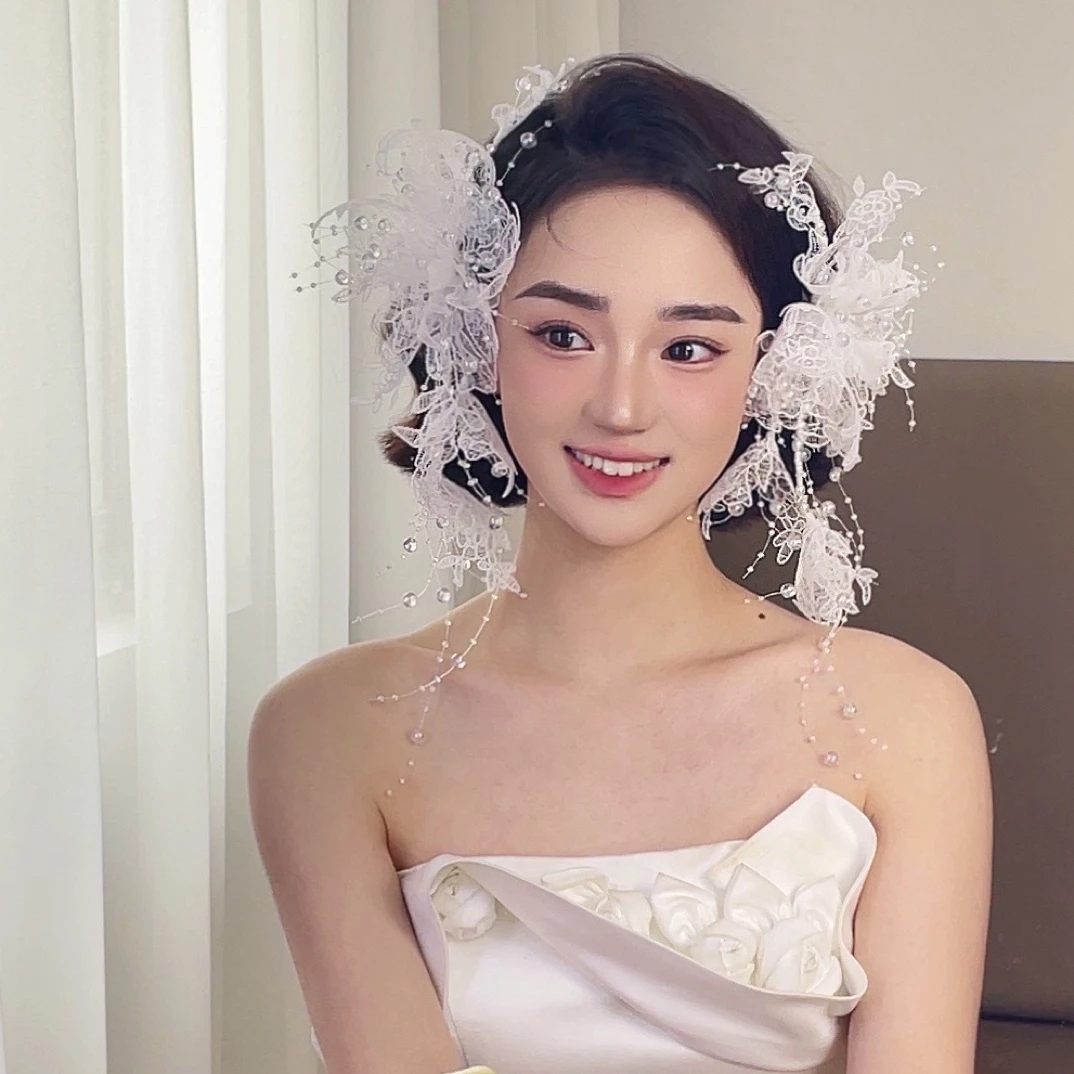 精美新娘白纱对夹含耳饰618