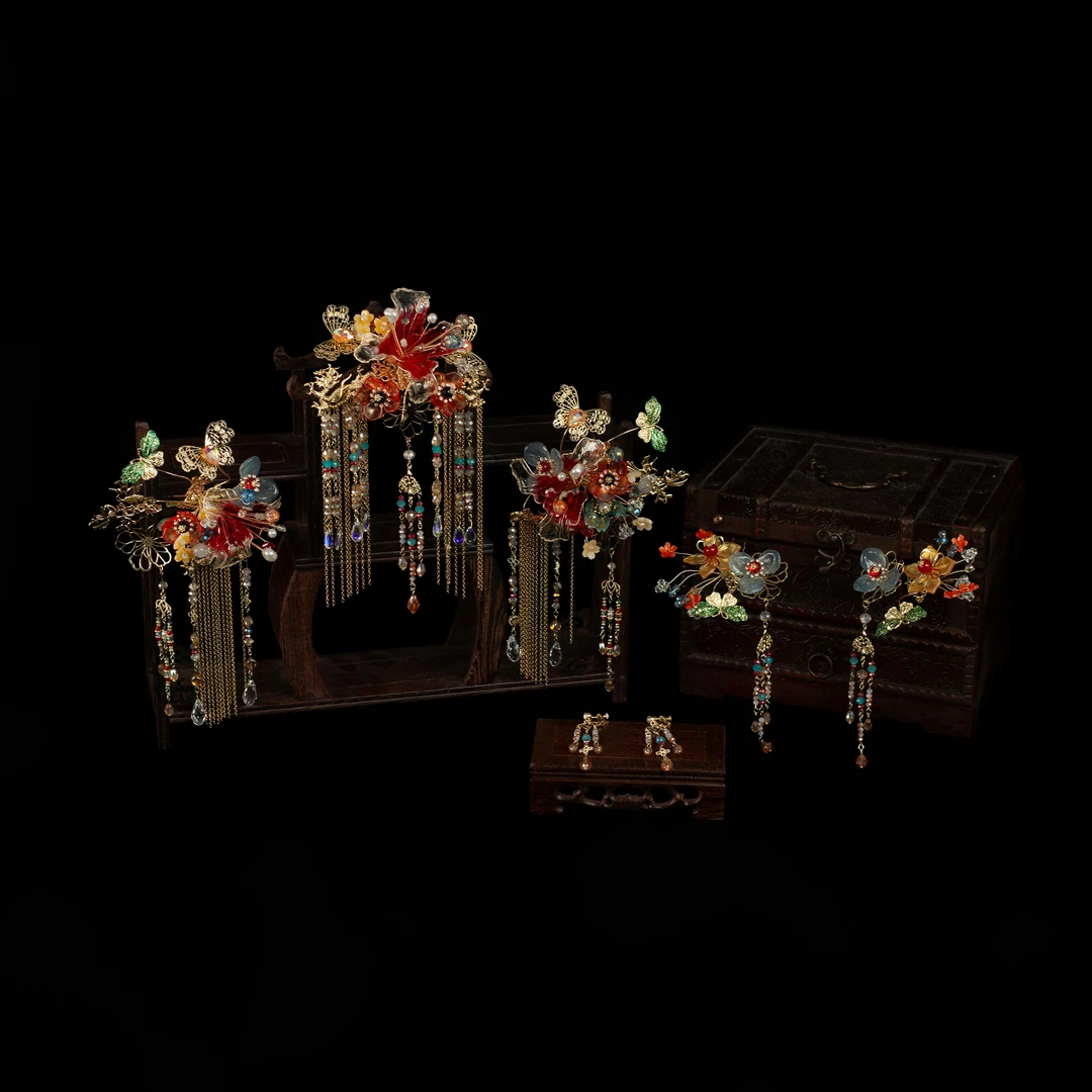 合金婚庆饰品 精美撞色新娘饰品百搭精美X1533