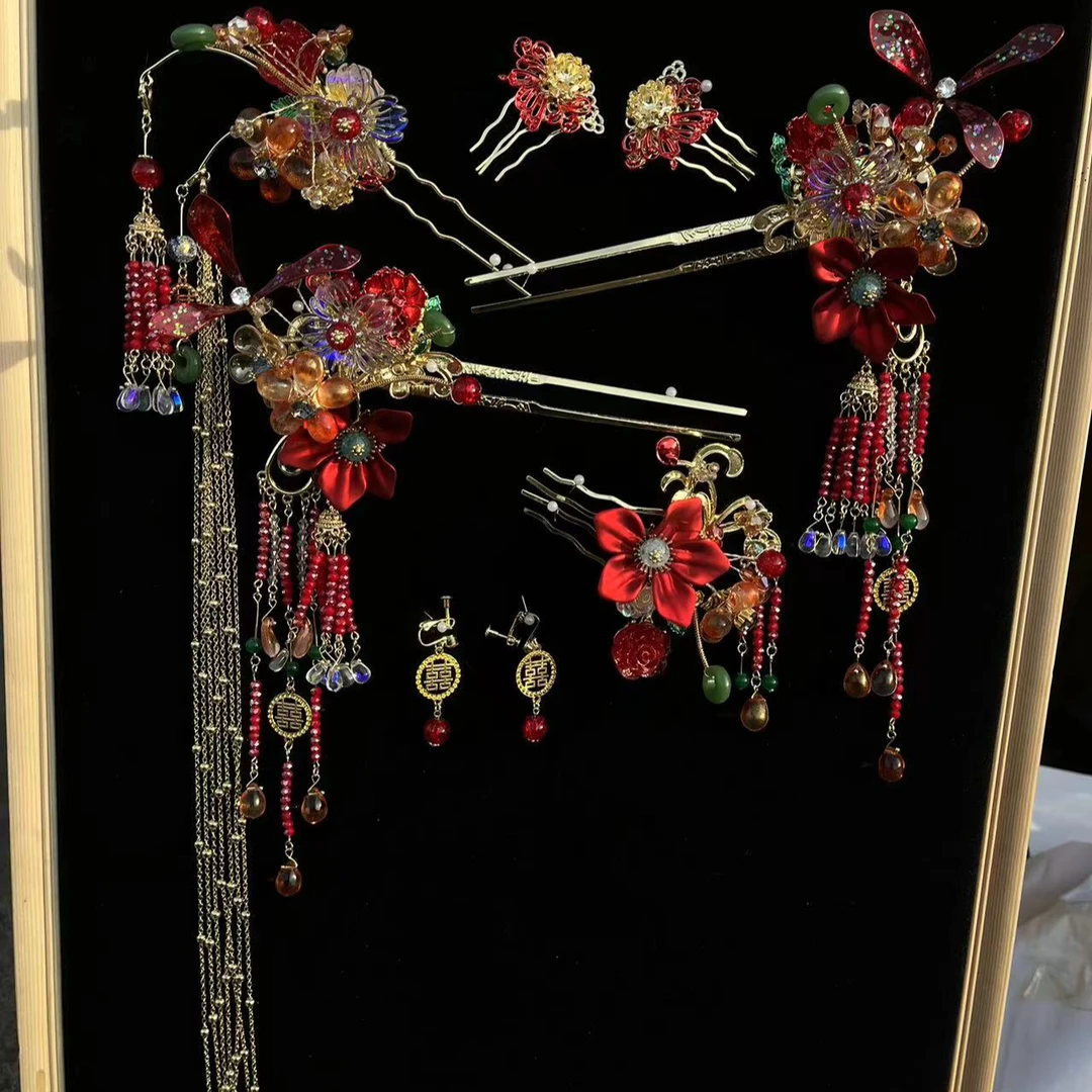 新款红色中式新娘饰品X1589