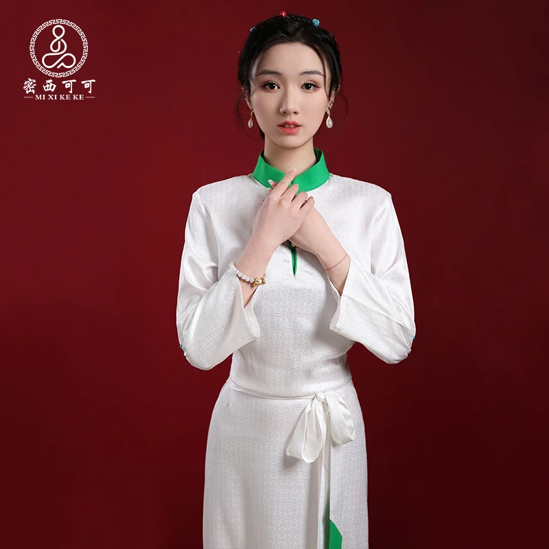 密西可可藏族服装女新款西藏服藏式改良版藏装博拉民族风旅拍藏装