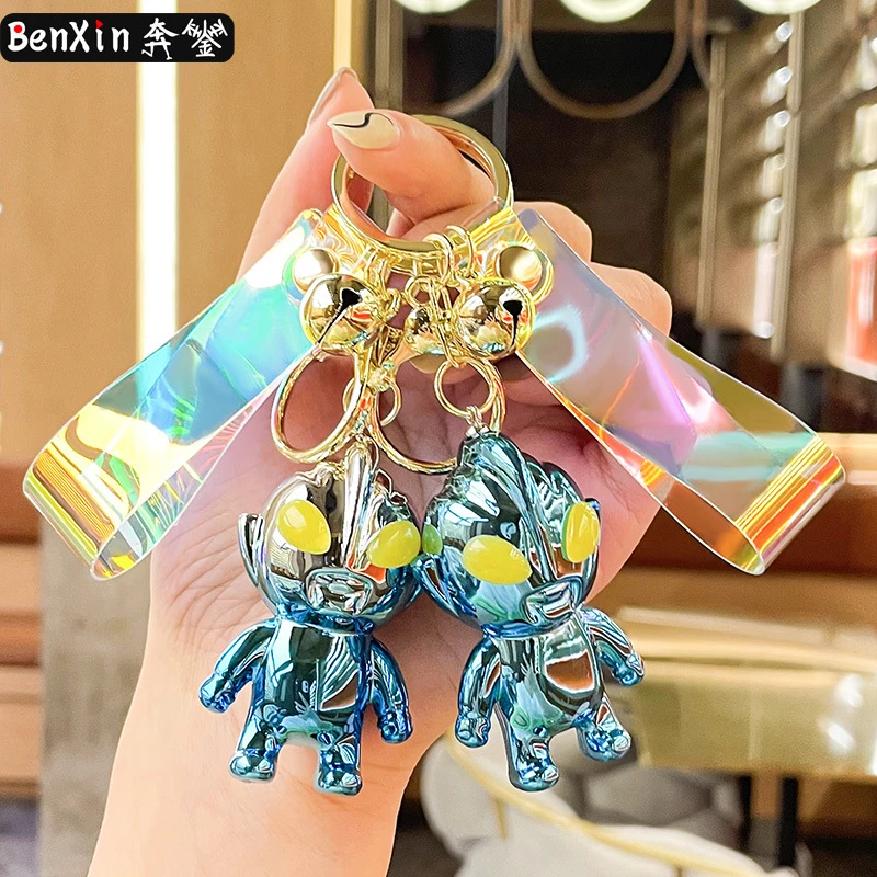 fasong优品电镀奥特曼钥匙扣精致个性书包挂件立体卡通公仔钥匙链