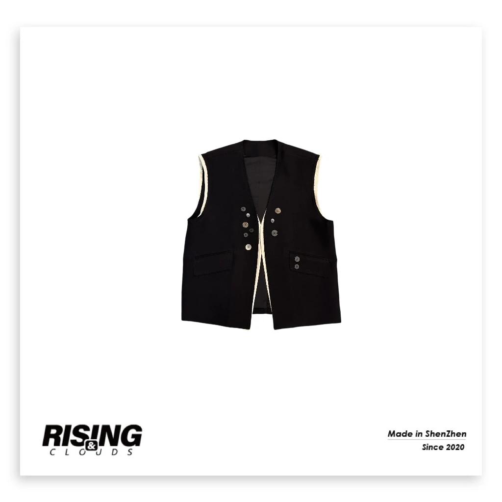 RISING&CLOUDS【多云】深圳南油雅丹风宽松多扣气质无袖马甲090272