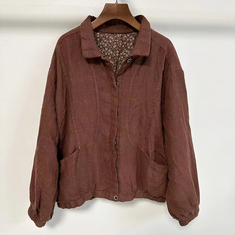 2新款复古宽松百搭休闲女装外套长袖时尚水洗做旧加棉加厚女装