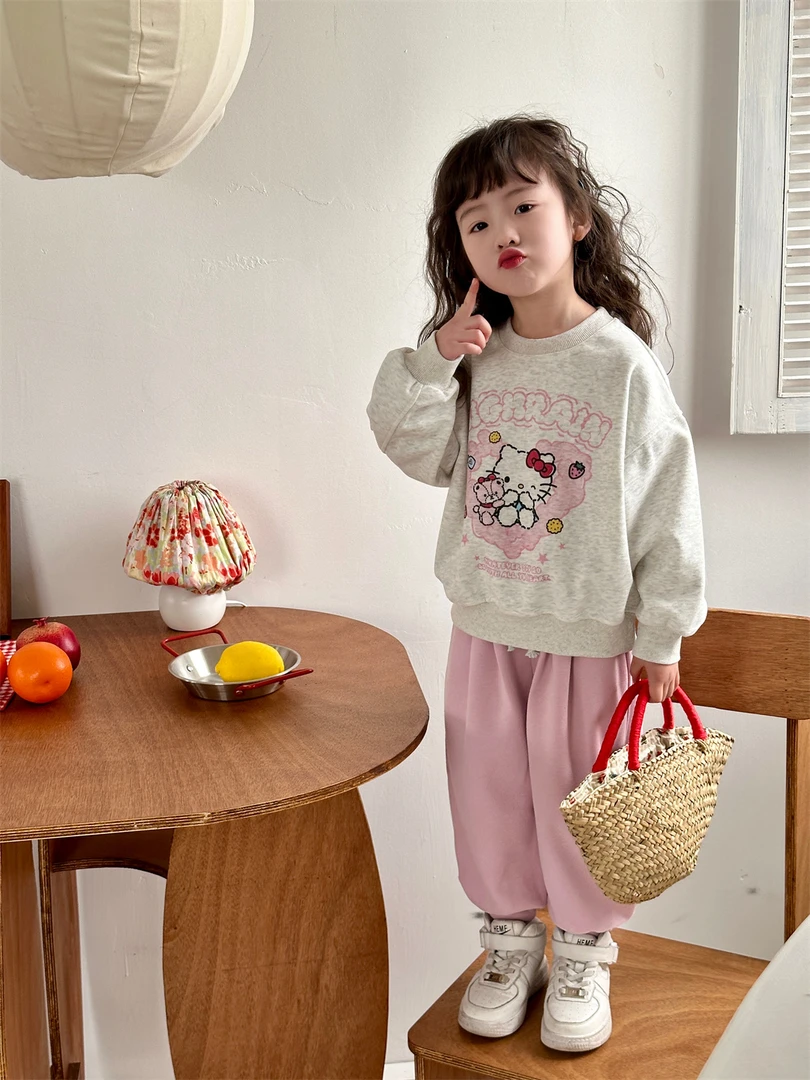 2024春款儿童卡通套装N-22672女童圆领两件套韩版洋气