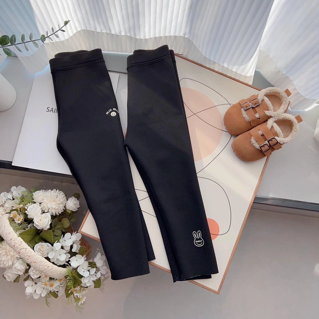 23冬款一体绒芭比裤黑色加绒打底裤女童鲨鱼裤S-376023/376022