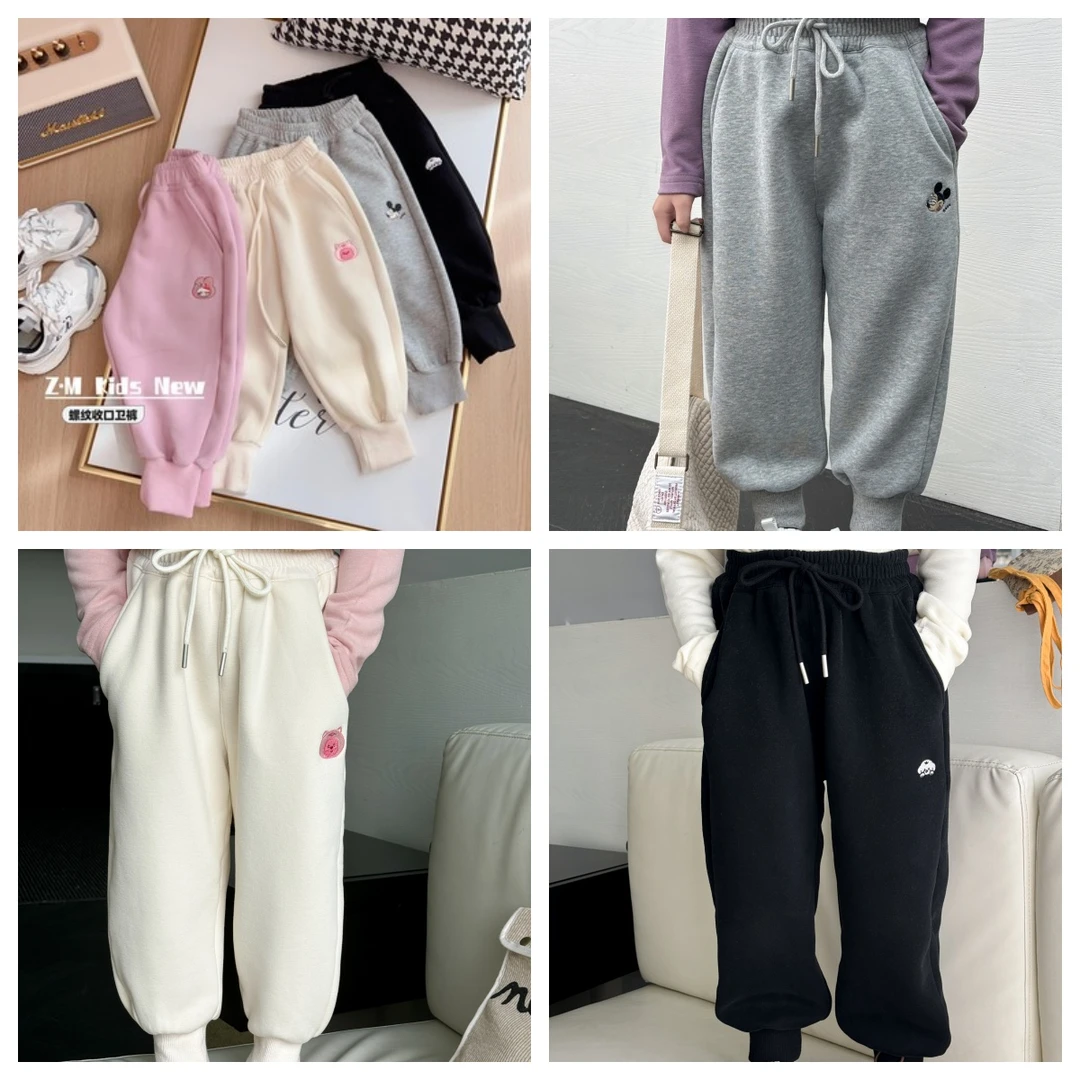 【螺纹收口卫裤 舒适体感】2024秋冬洋气刺绣男女童休闲裤N-657121