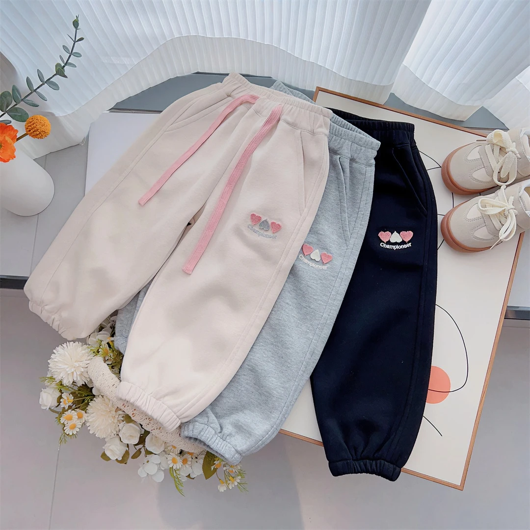 2023秋冬儿童收口卫裤N-18317纯色宽松休闲长裤宝宝外穿女童