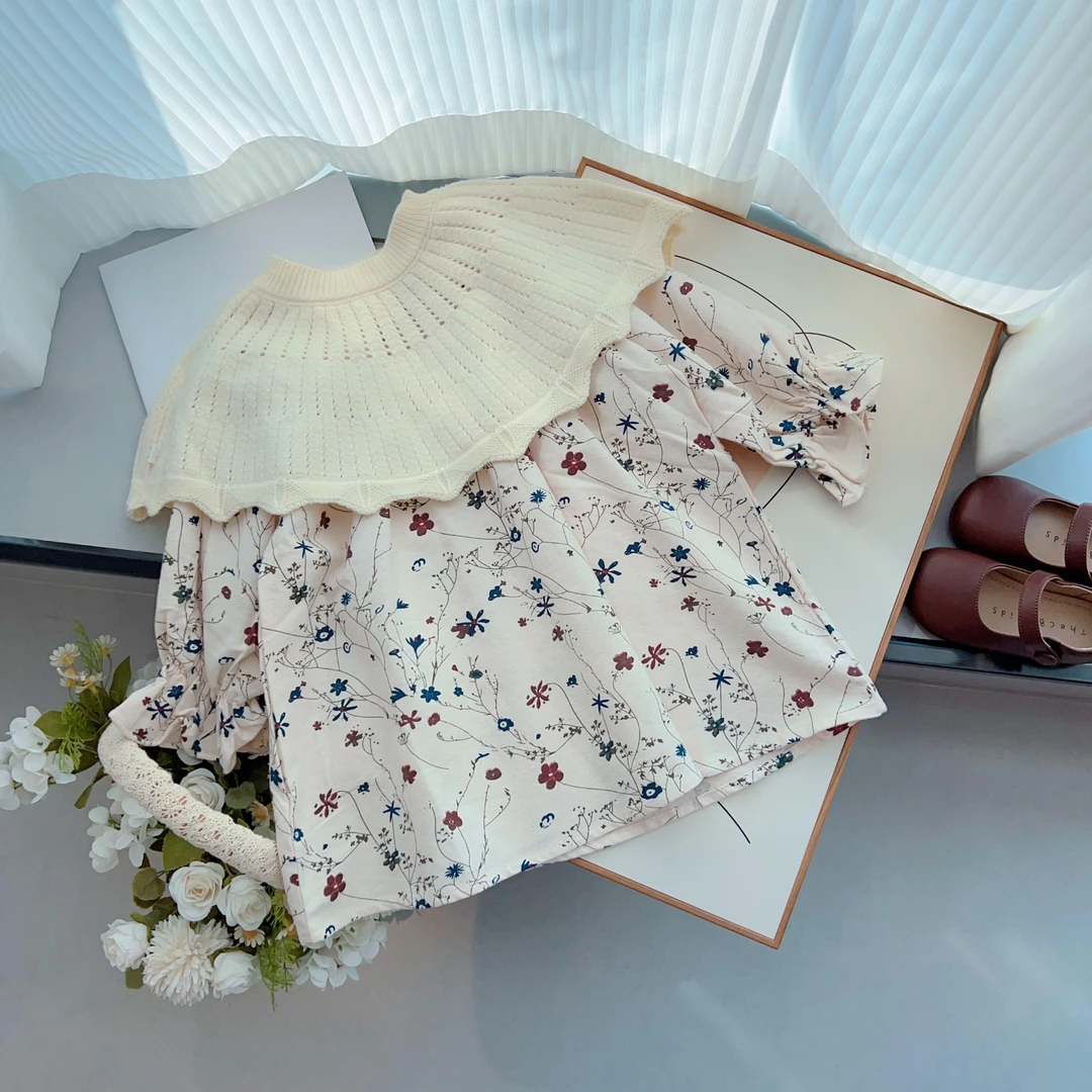 2023秋季女童碎花连衣裙两件套Q-756030女宝洋气裙子