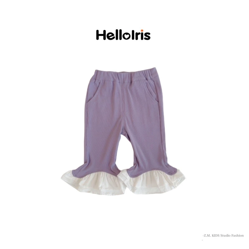 女童百搭洋气时髦喇叭夏季M-59005七分休闲裤紫色儿童