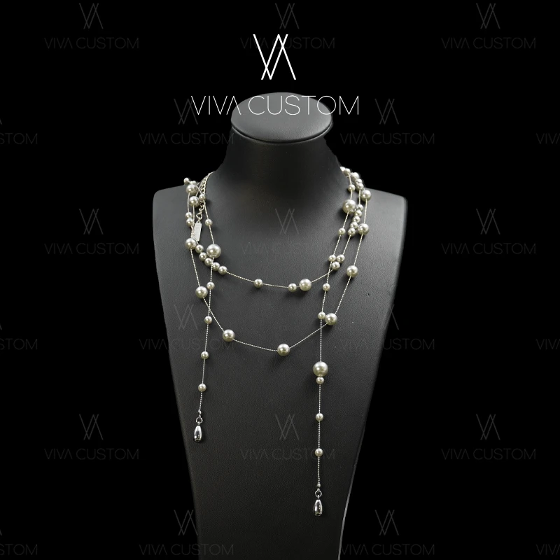 铜合金仿珍珠项链 （精工）小众个性高级感流云青黛项链