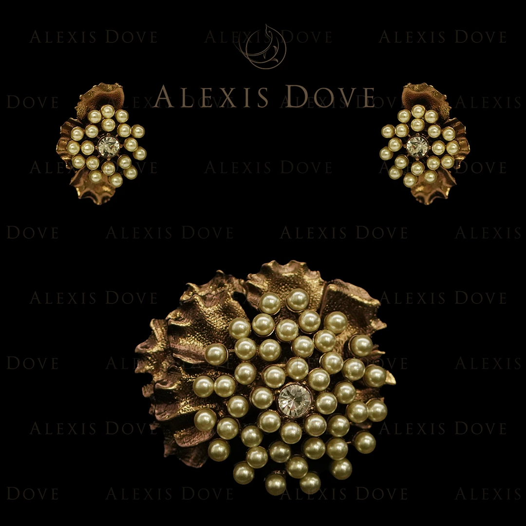 合金仿珍珠耳饰 （精工）复古百搭经典做旧永恒花束套装M