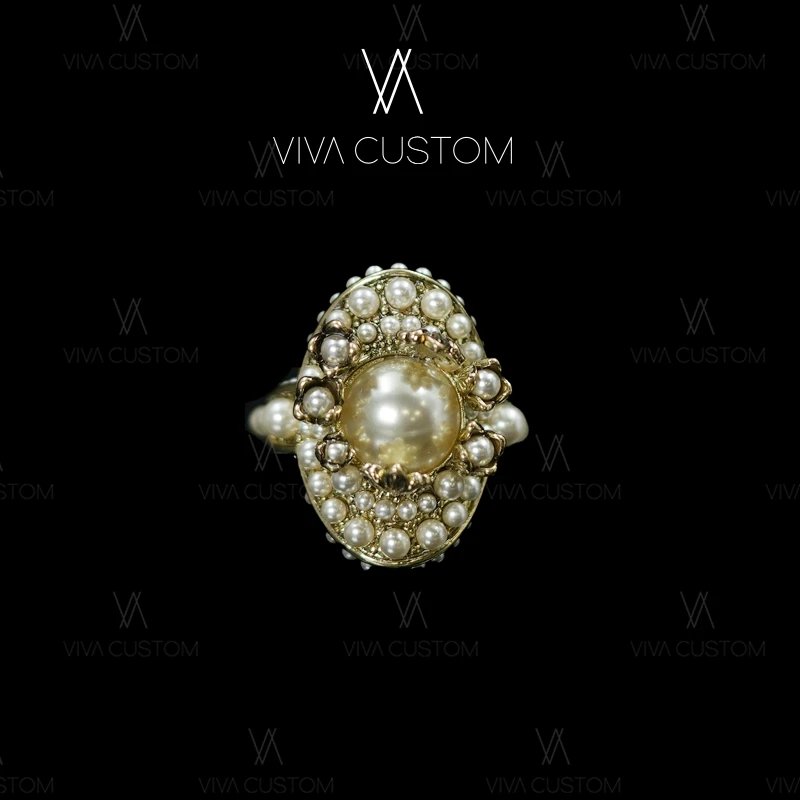 铜合金仿珍珠戒指 （珠华旧梦系列）时尚精致百搭冰粉乐园镶嵌戒指