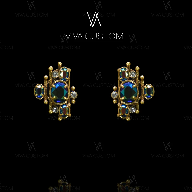 非金属合成锆石耳饰 (璀璨星河系列)欧美时尚对称幻彩耳拍