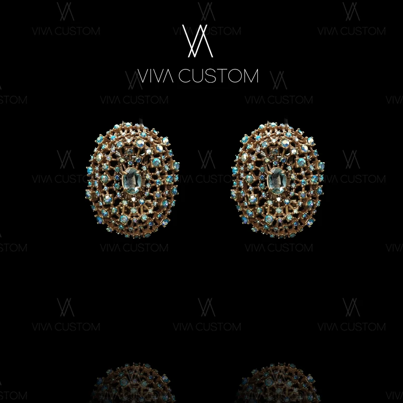 铜合金合成锆石耳饰 昨日重现系列 时尚气质镂空星海椭圆耳拍